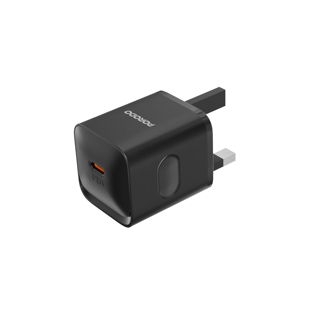 PORODO USB C TO USB C POWER DELIVERY WALL CHARGER 20W 1.2M BLACK PD-FWC023-C-BK - Image 2