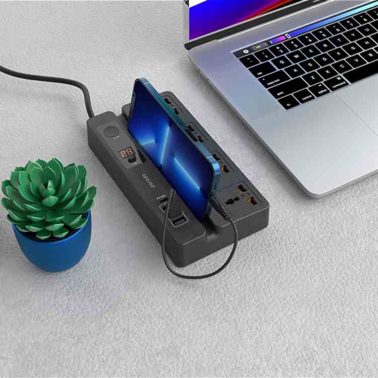 PORODO MULTIFUNCTION SOCKET WITH PHONE STAND AND DIGITAL TIMER PD35W 3M BLACK PD-FWCH007-BK - Image 3