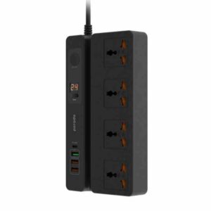 PORODO MULTIFUNCTION SOCKET WITH PHONE STAND AND DIGITAL TIMER PD35W 3M BLACK PD-FWCH007-BK