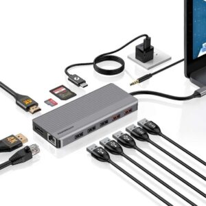 POWEROLOGY 12 IN 1 USB C HUB HDMI TYPE C 100W PD ETHERNET VGA USB SD MICRO SD 3.5 AUX