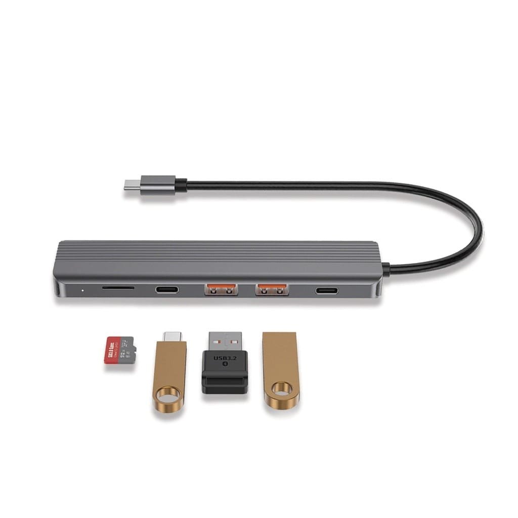 POWEROLOGY 6 IN 1 SLIM 4K HDMI USB C HUB PD 100W USB MICRO SD GRAY P61HBCGY - Image 2