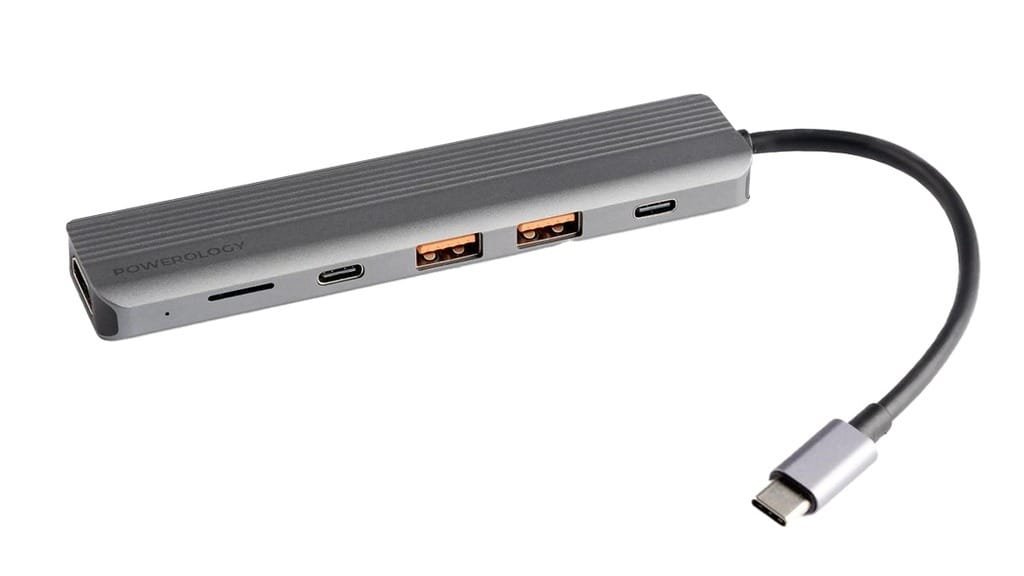 POWEROLOGY 6 IN 1 SLIM 4K HDMI USB C HUB PD 100W USB MICRO SD GRAY P61HBCGY - Image 4
