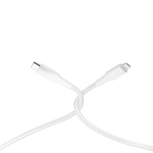 POWEROLOGY BRAIDED USB C LIGHTNING CABLE 1.2M WHITE P23BRCL12WH