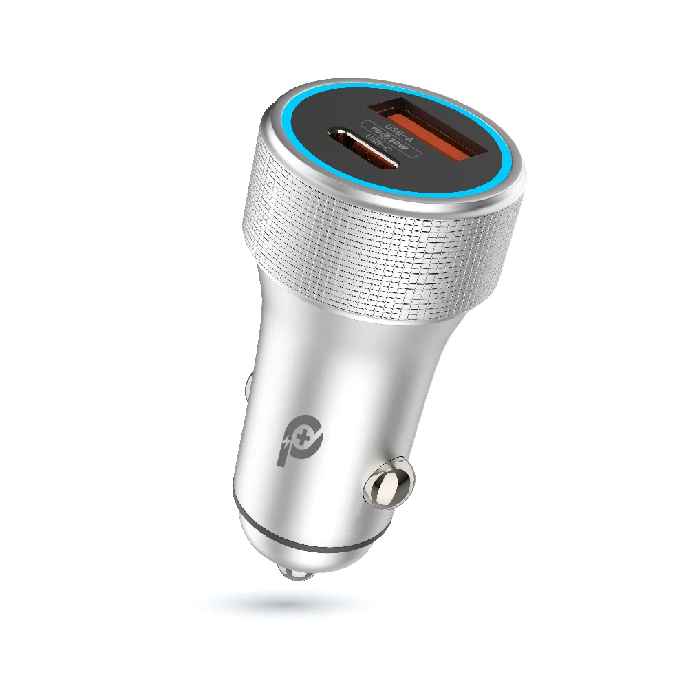 Keep your devices charged wherever the road takes you with the POWERO PLUS 48W Power Extreme Dual Port Car Charger in sleek grey
