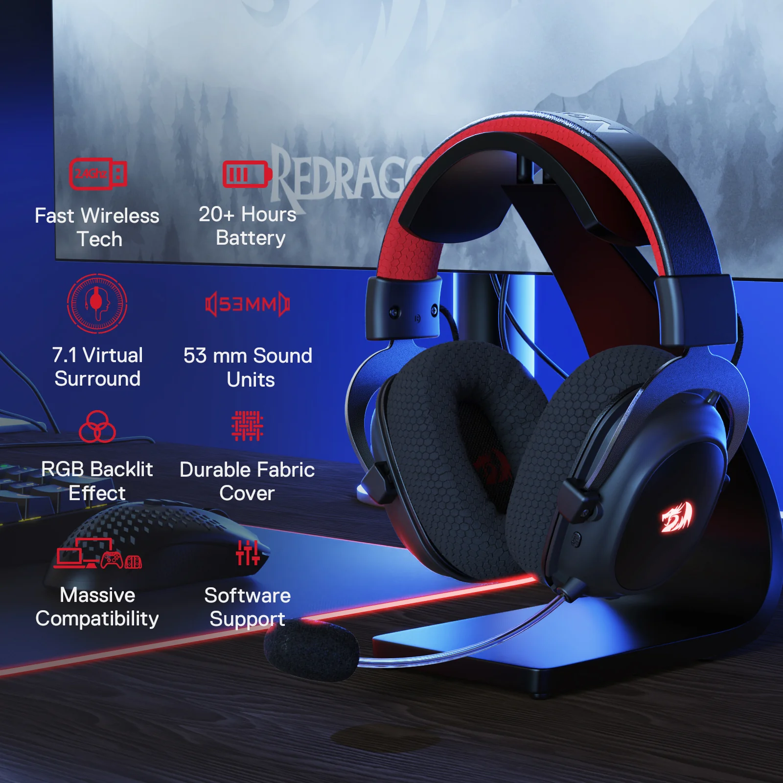 REDRAGON ZEUS PRO WIRELESS HEADSET H510-PRO - Image 4