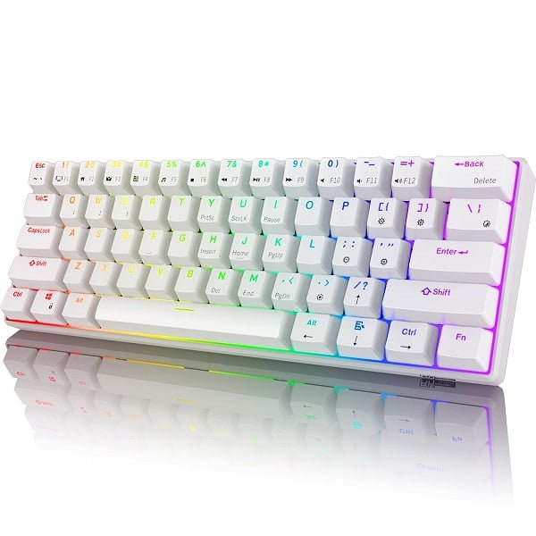 ROYAL KLUDGE GAMING KEYBOARD RGB DUAL MODE HOT PLUG BROWN SWITCH WHITE RK61