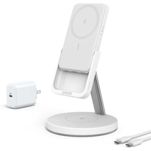 Upgrade your charging routine with the ANKER 633 Magnetic Wireless Charger in elegant white (Model B25A7221)