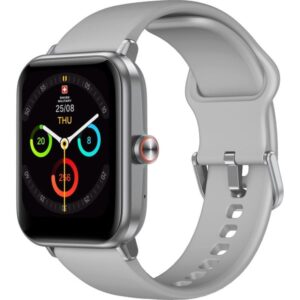 SWISS MILITARY ALPS 4 SILVER WATCH WITH GRAY SILICONE STRAP SM-WCH-ALPS4-BLKF-GRYSS