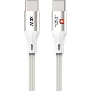 SWISS MILITARY USB C TO USB C 30W CABLE 1.2M WHITE