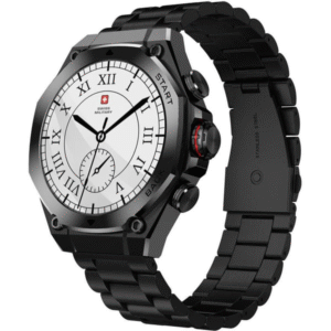 Step into a world of smart elegance with the SWISS MILITARY DOM 6 Smart Watch, featuring a bold black dial paired with a premium gun metal strap.
