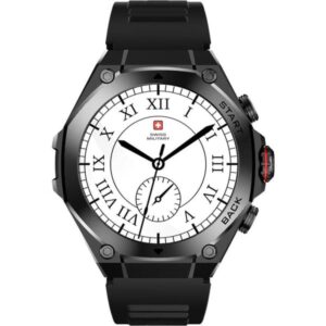 SWISS MILITARY DOM 6 WATCH WITH STAINLESS STEEL STRAP BLACK SM-WCH-DOM6-BLKSS