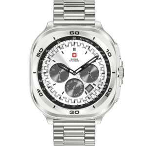 SWISS MILITARY DOM 7 SILVER FRAME WITH SILVER STAINLESS STEEL STRAP SM-WCH-DOM7-SILF-SILSTL