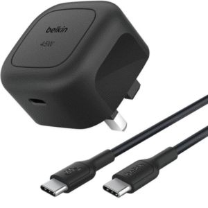 BELKIN BOOST CHARGE COMPACT USB C WALL CHARGER 45W WITH USB C TO USB C CABLE BLACK WCA013MY1MBK-06