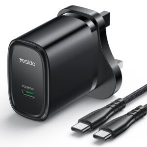 YESIDO 20W FAST USB-C CHARGER BLACK YC76BC