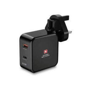 Power your devices with confidence and speed using the SWISS MILITARY 65W PD Power Station QC Charger in classic black