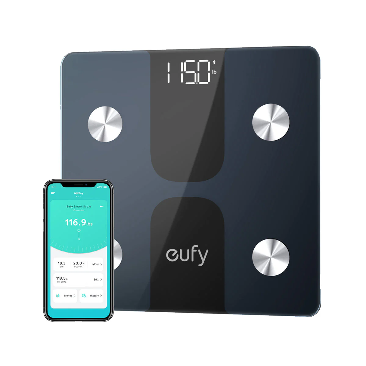 Achieve your fitness goals with precision and confidence using the ANKER EUFY Smart Scale C1 in sleek black.