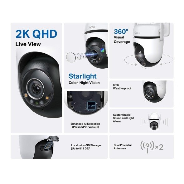 TP-Link Outdoor Pan Tilt Home Security WiFi Camera - Tapo C520WS - Image 2