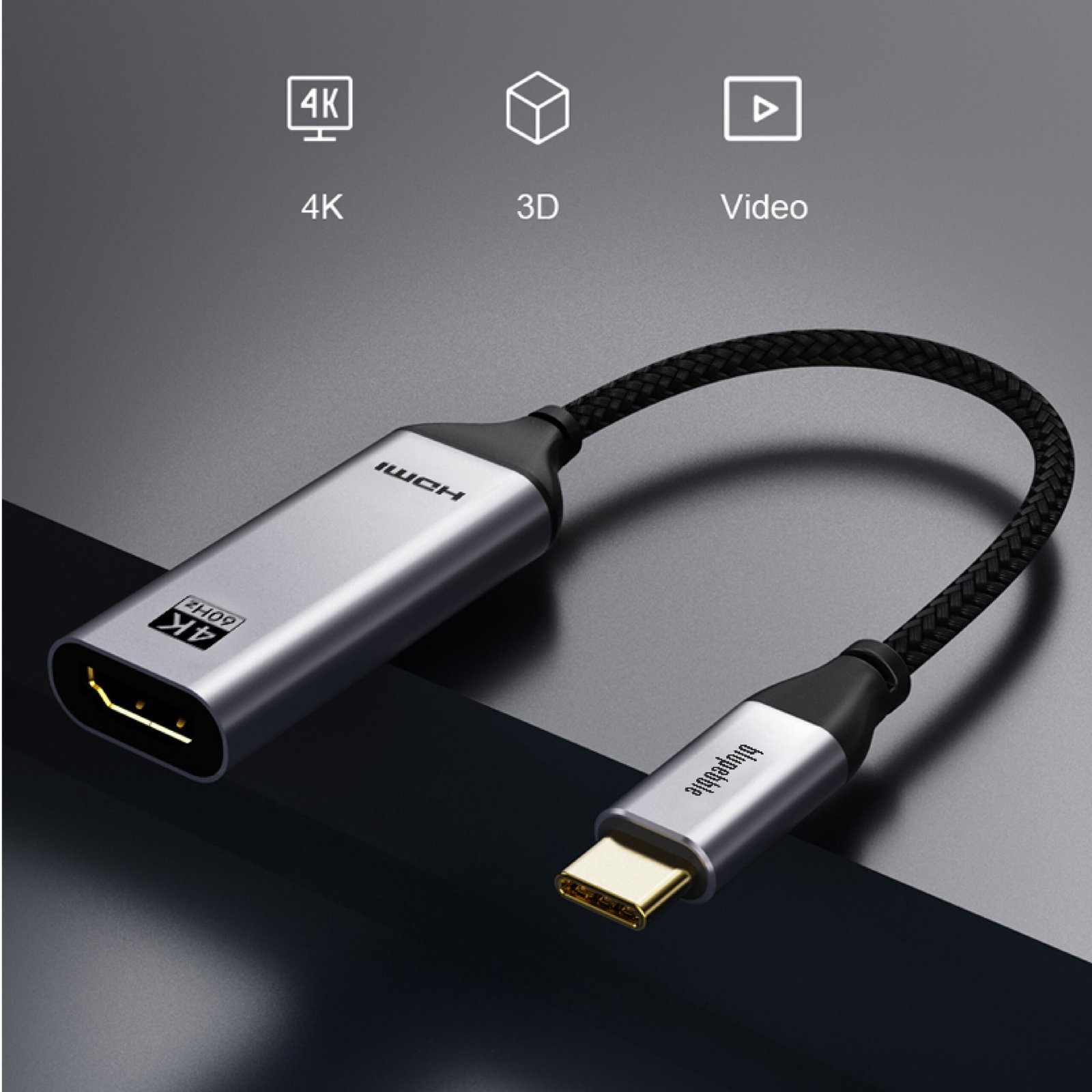 BLUPEBBLE USB TYPE C TO HDMI CABLE ADAPTER 0.2 MM BP-160-PU31CMHDFN1S-GY - Image 3