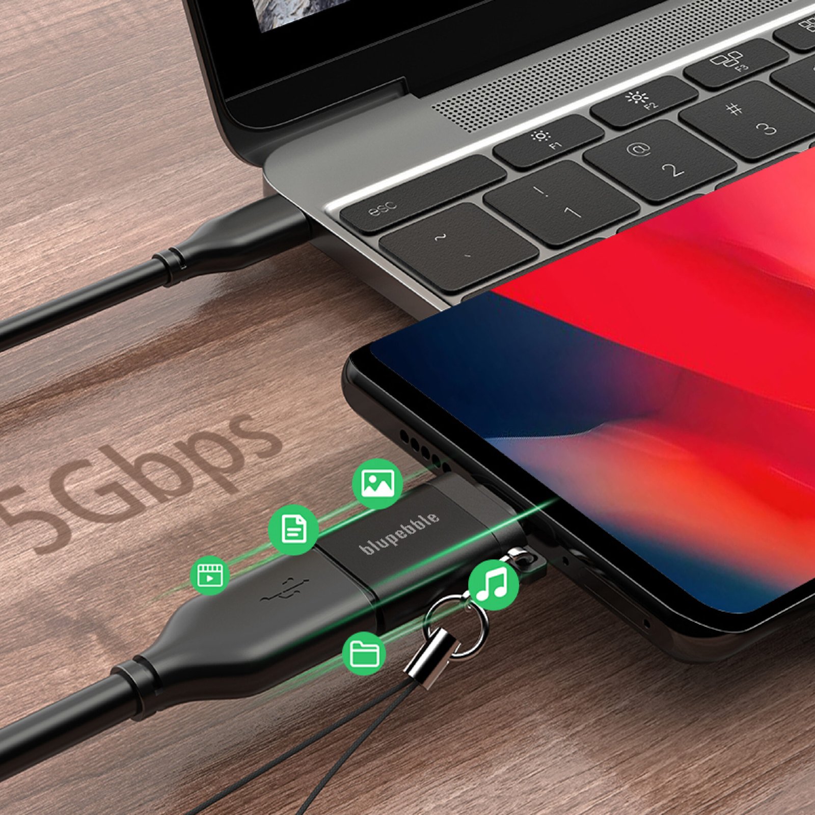 BLUPEBBLE USB-C MALE TO USB 3.0 A FEMALE OTG ADAPTER - Image 3