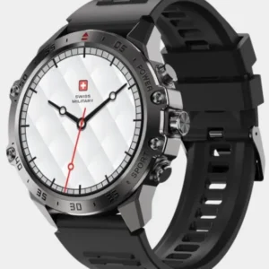 SWISS MILITARY DOM 5 WATCH WITH SILICONE STRAP BLACK SM-WCH-DOM5-GUNF-BLKSIS