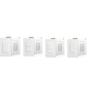 WiFi Smart In-Wall Light Switch (WS-B-US) - White, 1/2/3/4 Gang Options, Push Button, App-Controlled