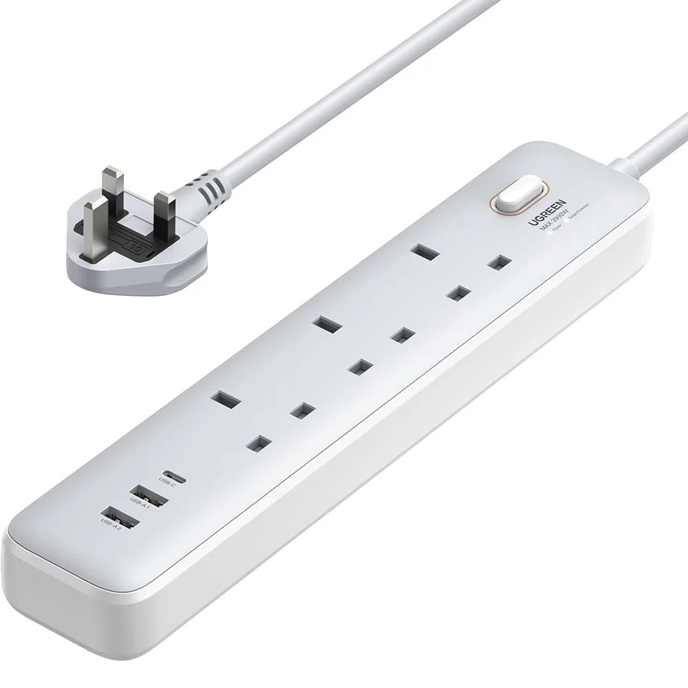 Power your entire workspace or entertainment hub with the UGREEN 6-in-1 Power Strip.