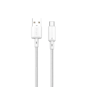 PAWA 3A USB A TO TYPE C QUICK CHARGING BRAIDED CABLE 1.2M PW122 WHITE PW-BTLT12AT-WH
