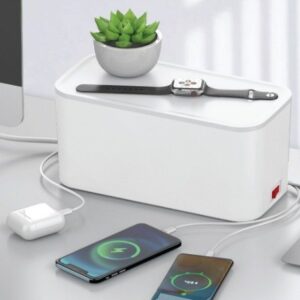 BLUPEBBLE POWER BOX CABLE MANAGEMENT SURGE PROTECTION BP-CMBOX5P-WH
