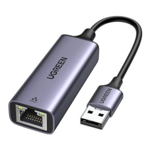 UGREEN USB TO RJ45 ETHERNET ADAPTER ALUMINUM CASE SPACE GRAY 50922