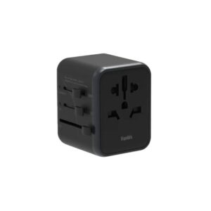 BLUPEBBLE PASSPORT THREE WORLD TRAVEL ADAPTER WITH USB-C AND USB-A BP-TVL003-BK