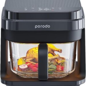 PORODO LIFESYTLE FULL GLASS AIR FRYER 5.5L CAPACITY BLACK PD-LSGAFR-BK