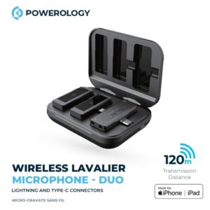 POWEROLOGY LAVALIER DUO WIRELESS MICROPHONE BLACK