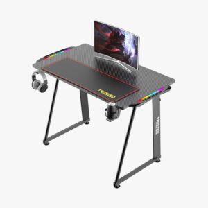 TWISTED MINDS A SHAPED GAMING DESK CARBON FIBER TEXTURE RGB TM-A-1060-RGB