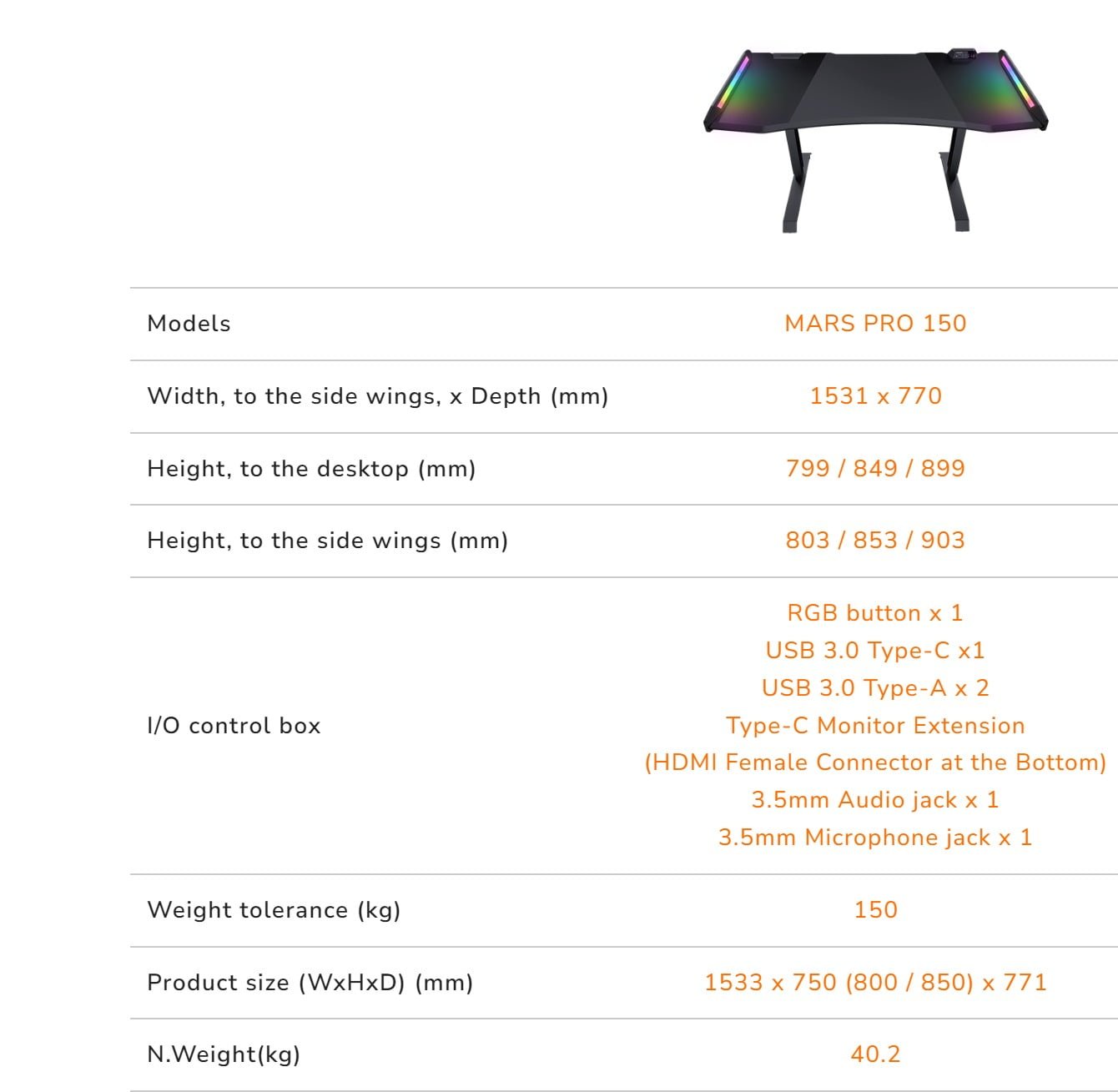 COUGAR MARS PRO 150 GAMING DESK BLACK CG-DESK-MARS150-PRO - Image 10