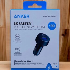 ANKER POWER DRIVE PD PLUS 2 CAR CHARGER 35W USB C AND USB A BLACK A2732HF1