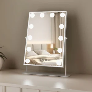 Green Lion Glam Shine Makeup Mirror, 12 LED Makeup Mirror, GNGLMAKE12WH, White Makeup Mirror