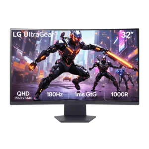 LG UltraGear 32GS60QC, 32" QHD Gaming Monitor, 180Hz 1ms Monitor, AMD FreeSync™ Monitor, HDR10 Curved Gaming Display