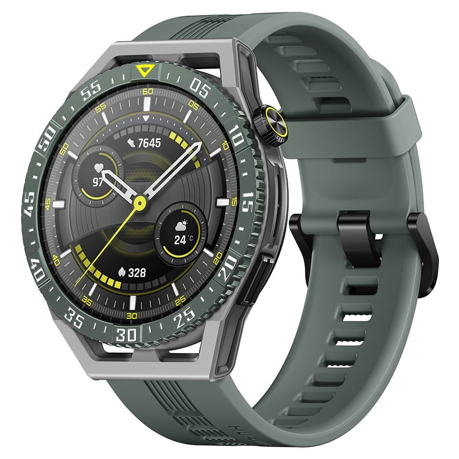 Huawei Watch GT 3 SE – Polymer Fiber Case & Green TPU Strap