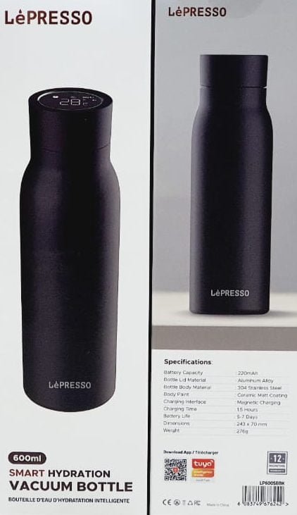 LEPRESSO SMART HYDRATION VACUUM BOTTLE 600ML LP600SBBK - Image 2
