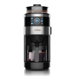 LEPRESSO BEAN GRINDER COFFEE BREWING MACHINE 6 CUP GLASS CARAFE 750ML BLACK LP6DCMBK
