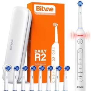 BITVAE TOOTH BRUSH WITH 8 HEADS +1 TRAVEL CASE AND 1 HEADCAP WHITE BV-R2