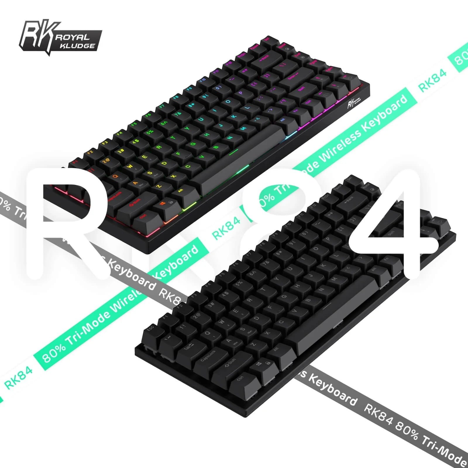 ROYAL KLUDGE GAMING KEYBOARD RGB TRI MODE HOT PLUG BROWN SWITCH BLACK RK84 - Image 7