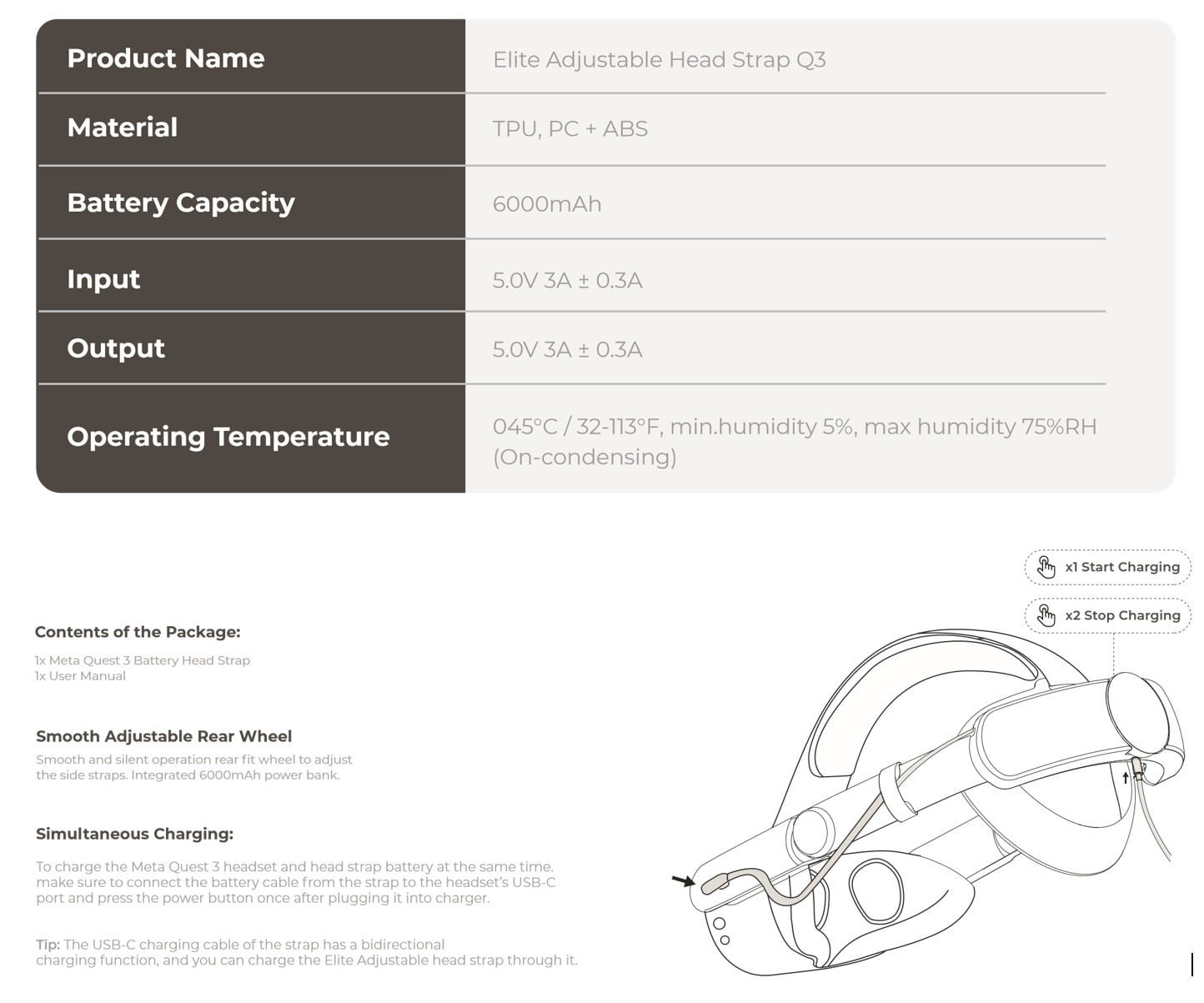 BLUPEBBLE ELITE ADJUSTABLE HEAD STRAP Q3 FOR META QUEST 3 WHITE BP-VRQ3HSTRAP-WH - Image 3
