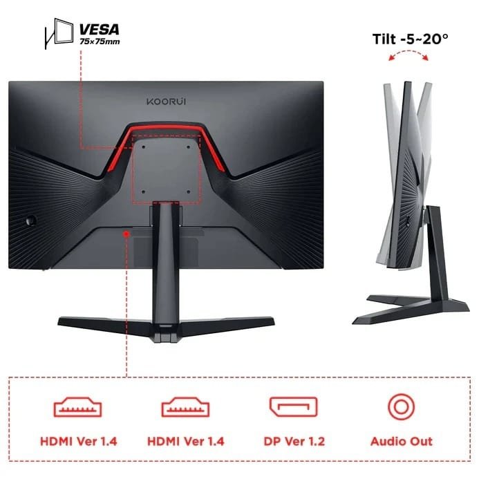 KOORUI 24 INCH IPS FULL HD 1920 X 1080 165HZ GAMING MONITOR 24E - Image 3