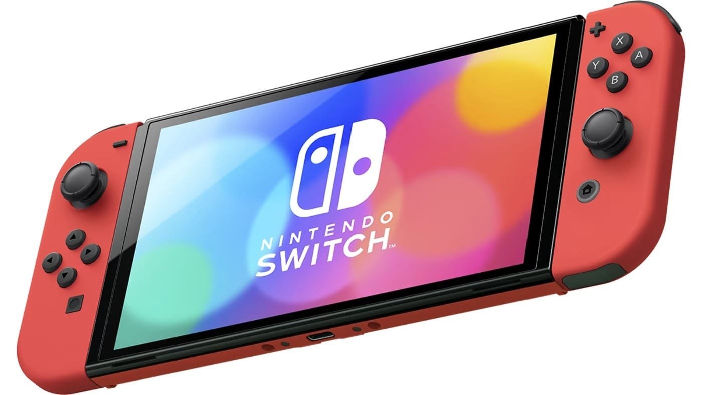 NINTENDO SWITCH OLED CONSOLE WITH BLACK-RED JOY-CON - Image 2