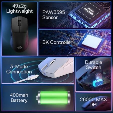 REDRAGON K1NG PRO WIRED/WIRELESS MOUSE BLACK M916-PRO - Image 2