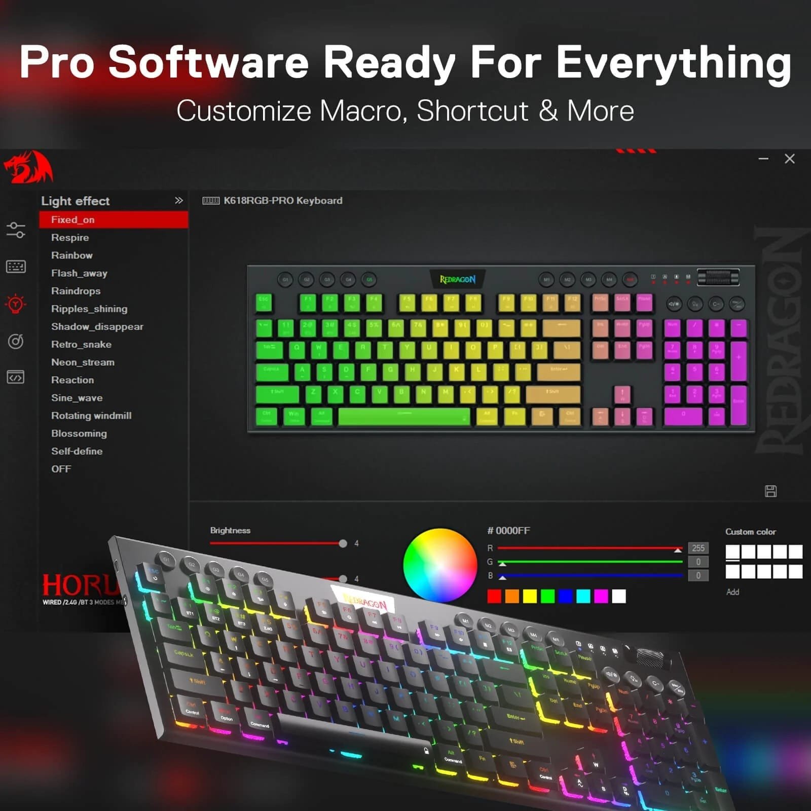 REDRAGON HORUS MECHANICAL KEYBOARD RED SWITCH K618-RGB - Image 4