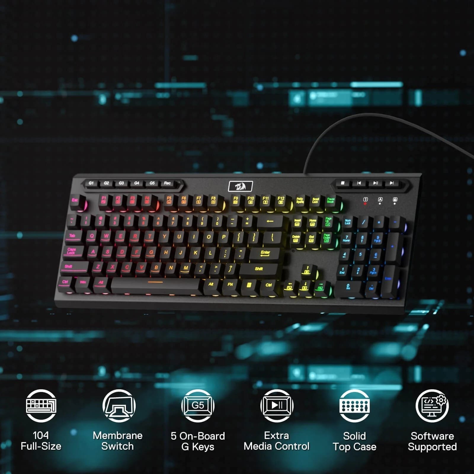 REDRAGON ADITYA WIRED GAMING KEYBOARD WITH MACRO KEYS K513 - Image 15
