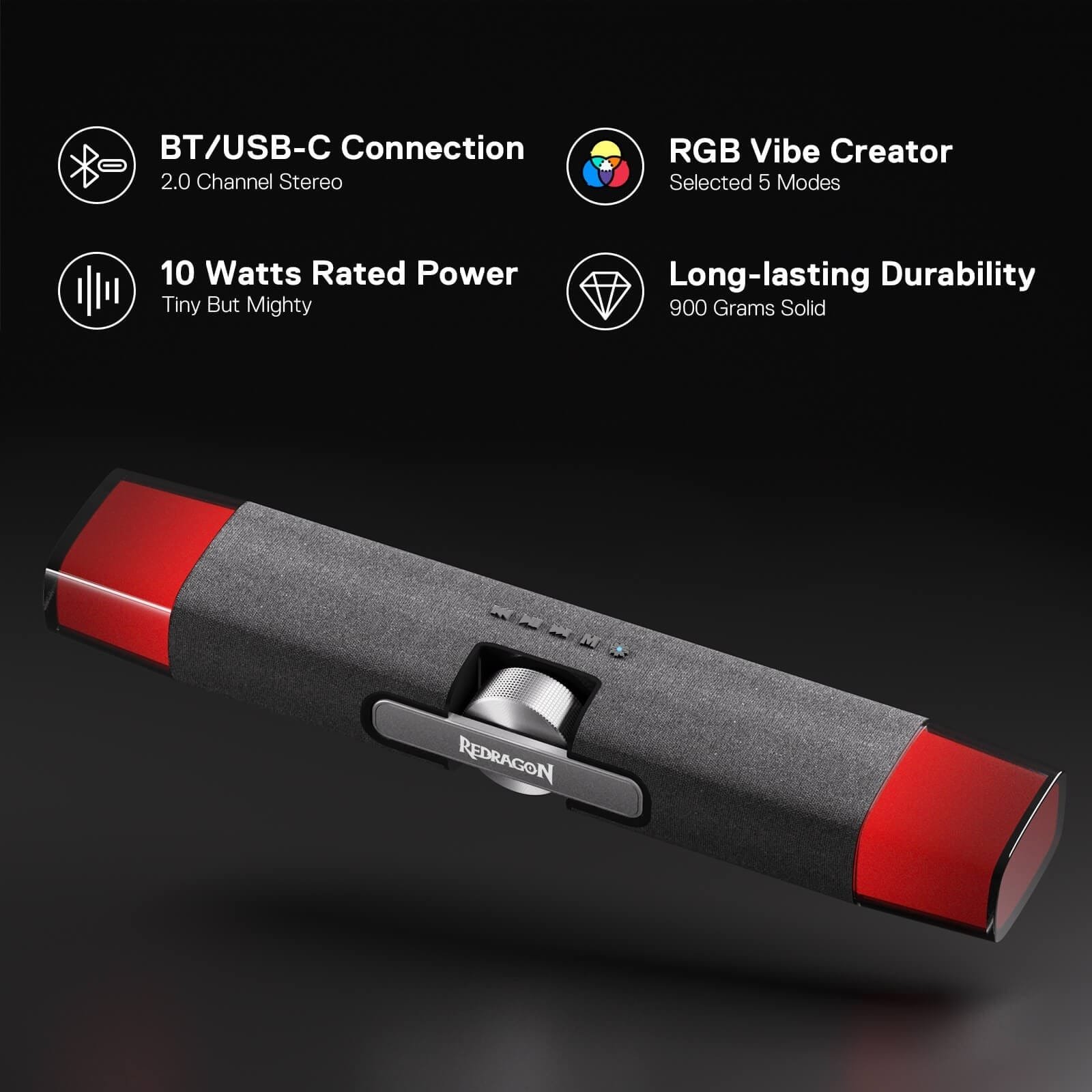 REDRAGON DORA SOUNDBAR WITH DUAL SPEAKERS AND BACKLIGHT GS512 - Image 4