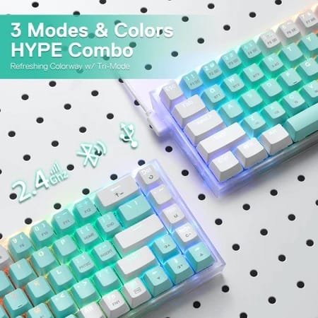 REDRAGON CASTOR PRO WIRED 2.4G BT 68KEYS RGB GAMING KEYBOARD K631RGB-PRO-GW - Image 5